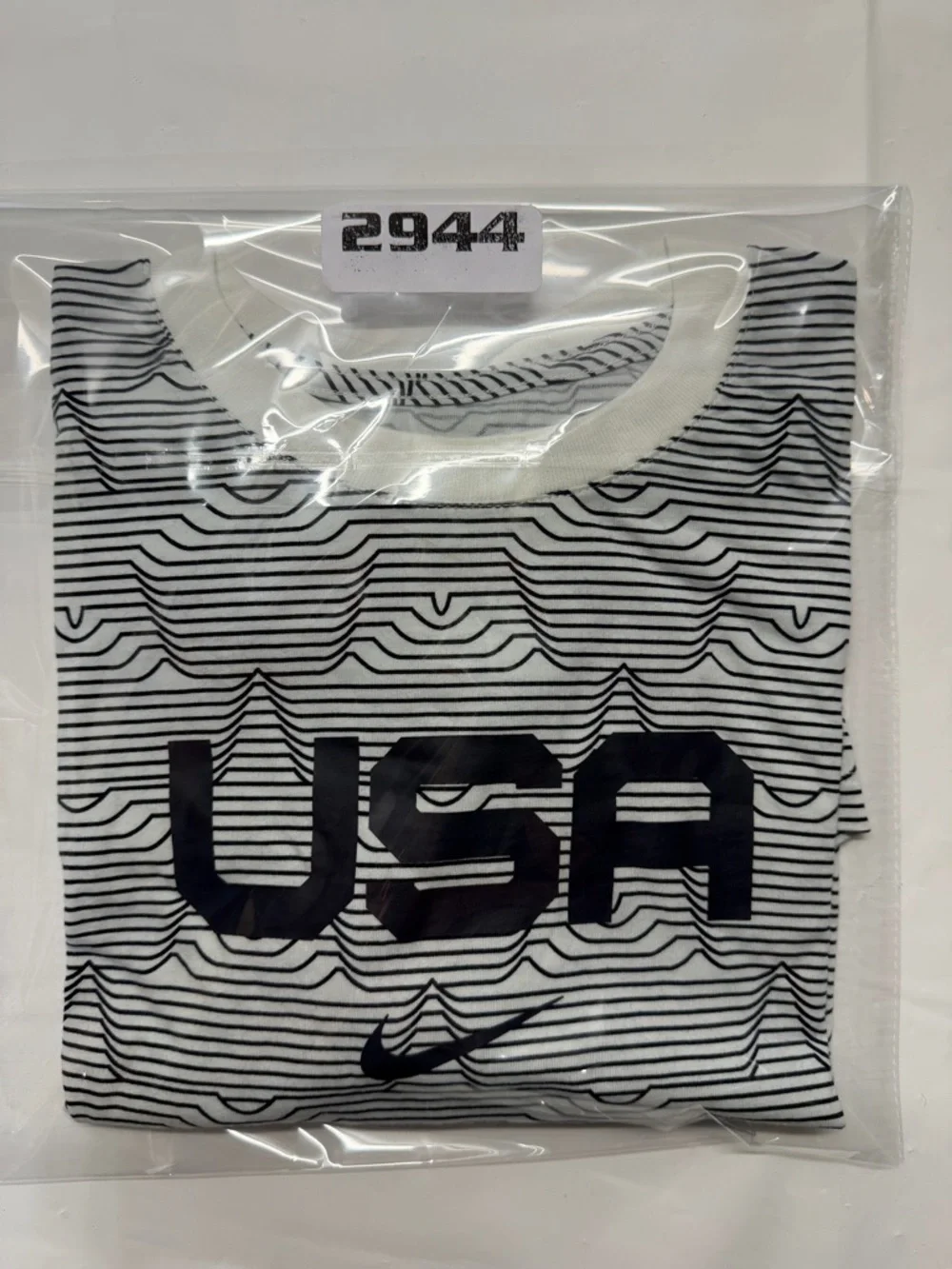 Nike White Black Striped 'USA' Short‎ Sleeve Tee